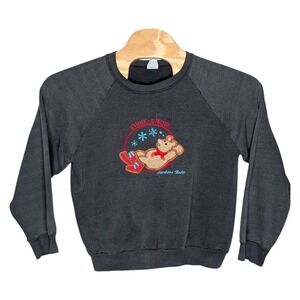 Vintage Think Snow Jackson Hole Sweatshirt Sweater Large Wyoming WY Winter Bear‎